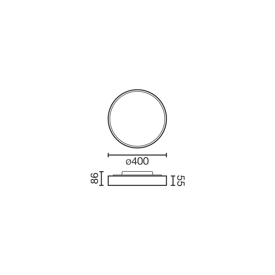 Плафон Domio черный Ø400 36W опаловый рассеиватель 3000K CRI80 Faro