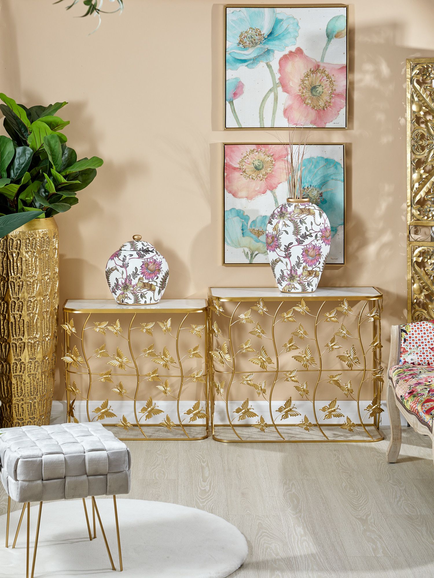 Консоли с белым мрамором, набор Glasar 54-110/109