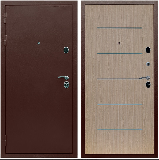 Дверь входная Graf Люкс ТП-70 Антик медь / МДФ 6 мм В-03 молдинг Венге светлый