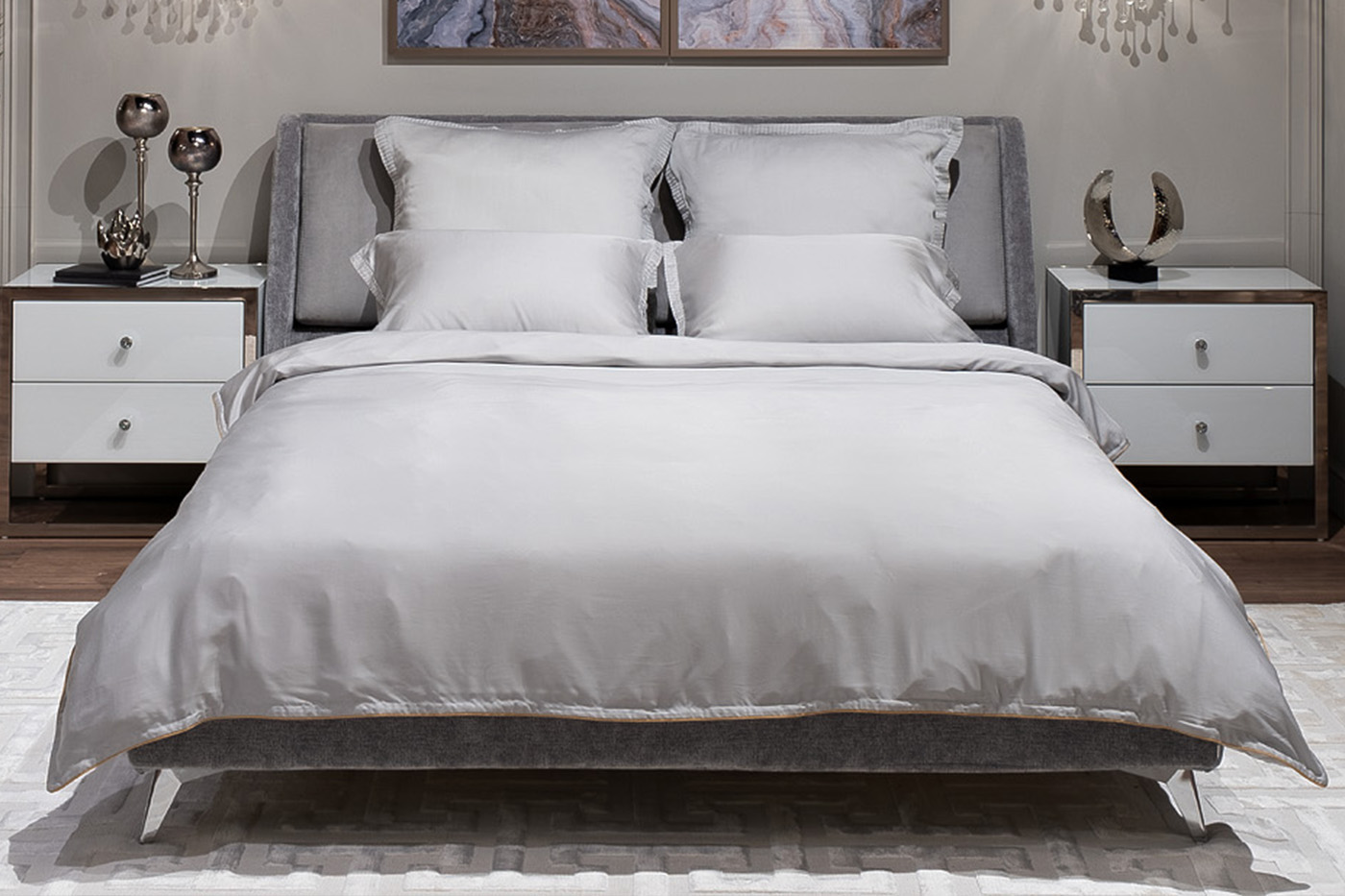 Пододеяльник тенсель 220х200см серый Garda Decor 144HF-10312