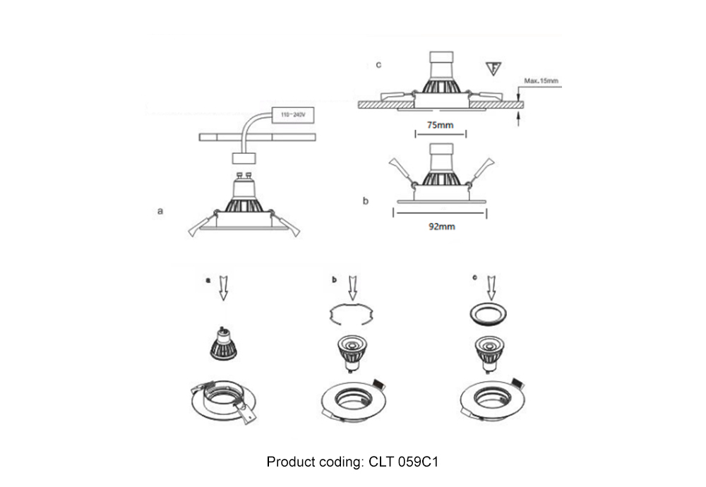Светильник встраиваемый c малым заглублением Crystal Lux CLT 059C1 BL