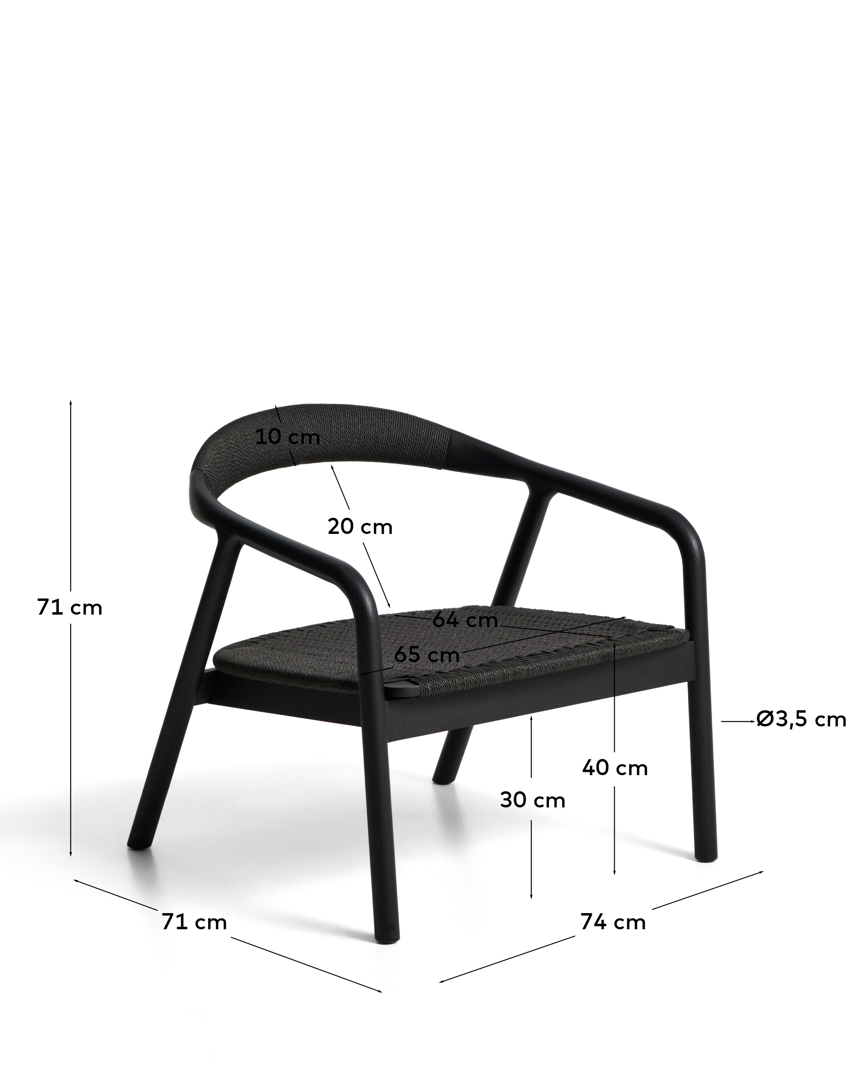 Кресло уличное Derile из дуба и веревки с черной отделкой La Forma 481825