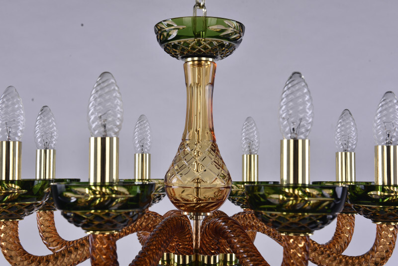 Подвесная люстра Bohemia Ivele Crystal 1309/8/200 G Am/Amber-Green/H-1J