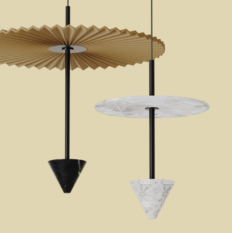 Подвесной светильник Vant золотой металл/белый мрамор/диск 1132/50 Aromas del Campo