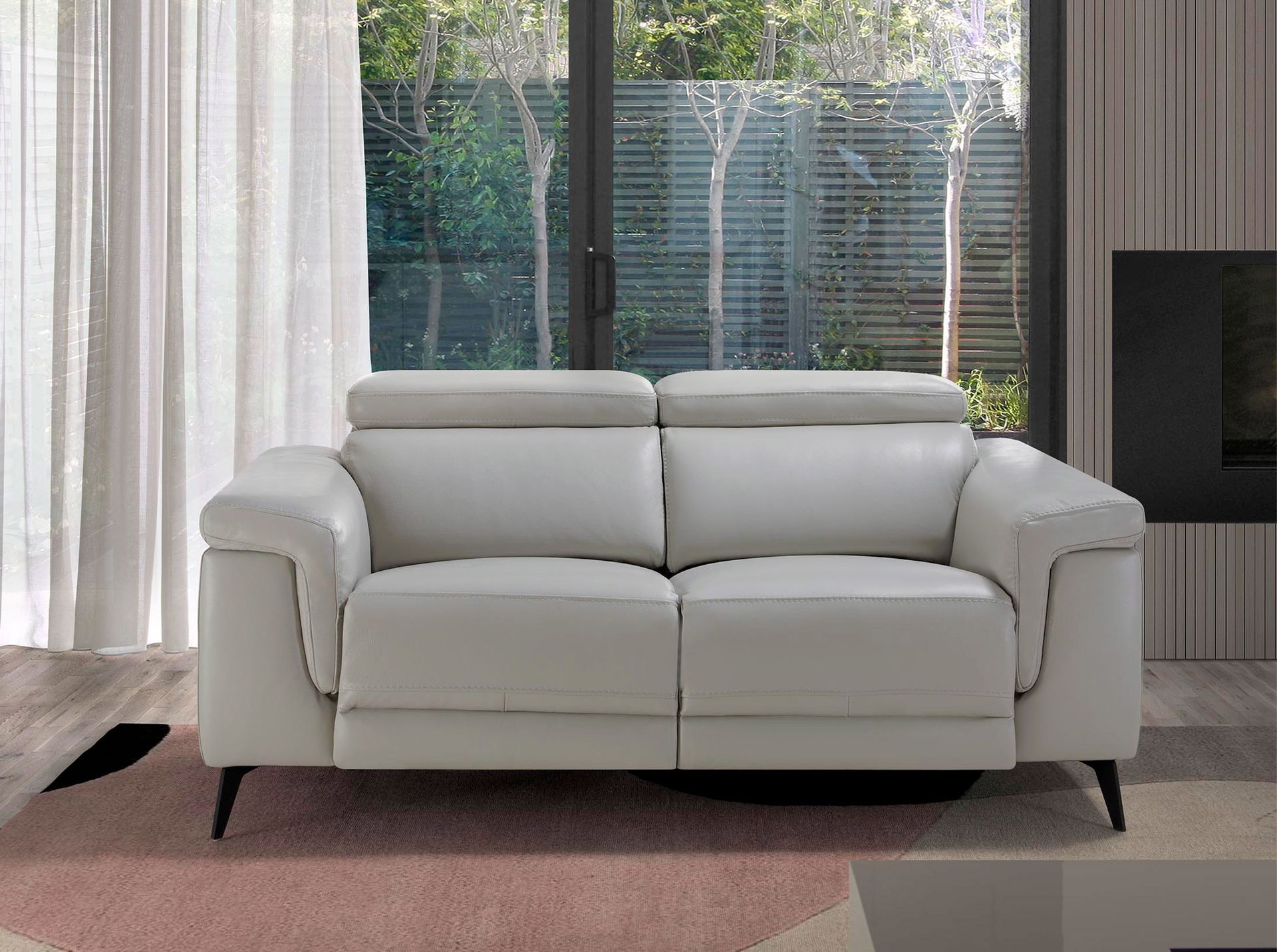 Диван 2-х местный с реклайнером 5319-2P-M5653 /6107 серый кожаный Angel Cerda