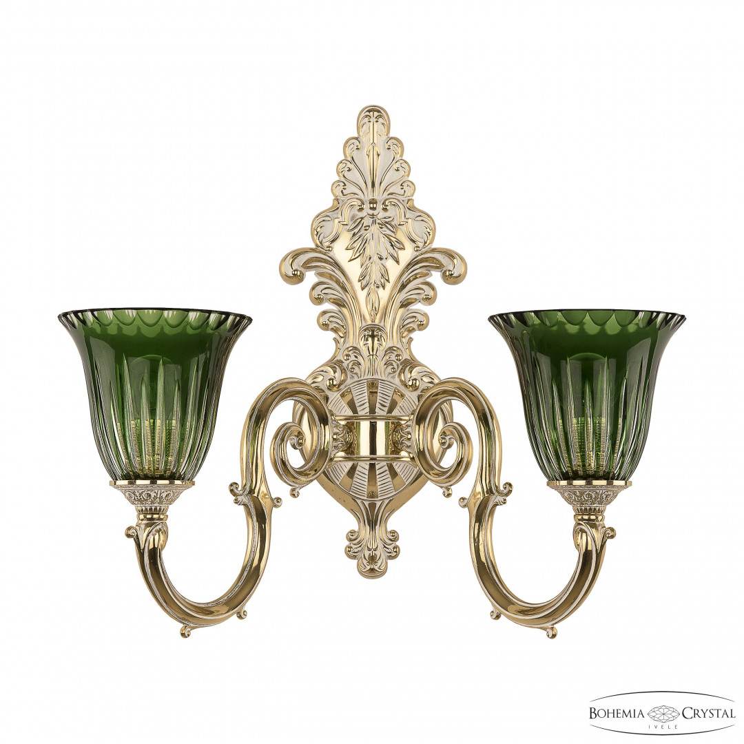 Бра бронзовые с хрусталём 7203B15/2/210 GW P2 U Clear-Green/H-1K