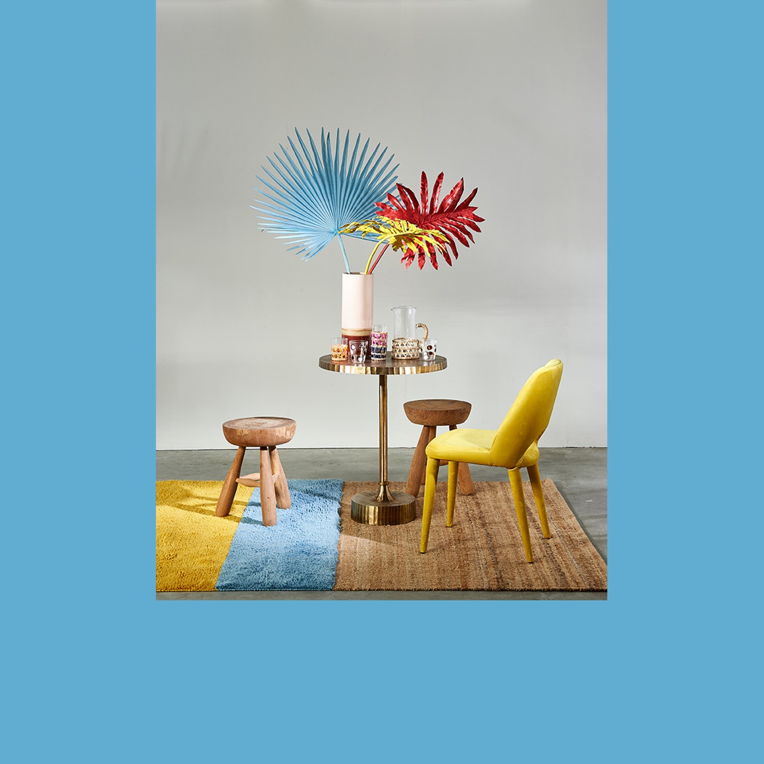 Искусственные цветы Pols Potten Fan palm leaf light blue