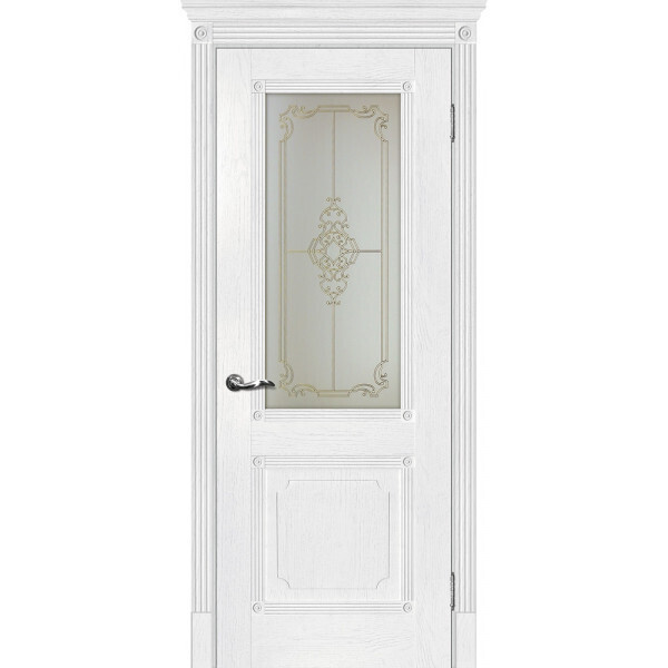 Межкомнатная дверь Graf Флоренция-2 Сатинат, контурный полимер золото Пломбир (2000 х 600)