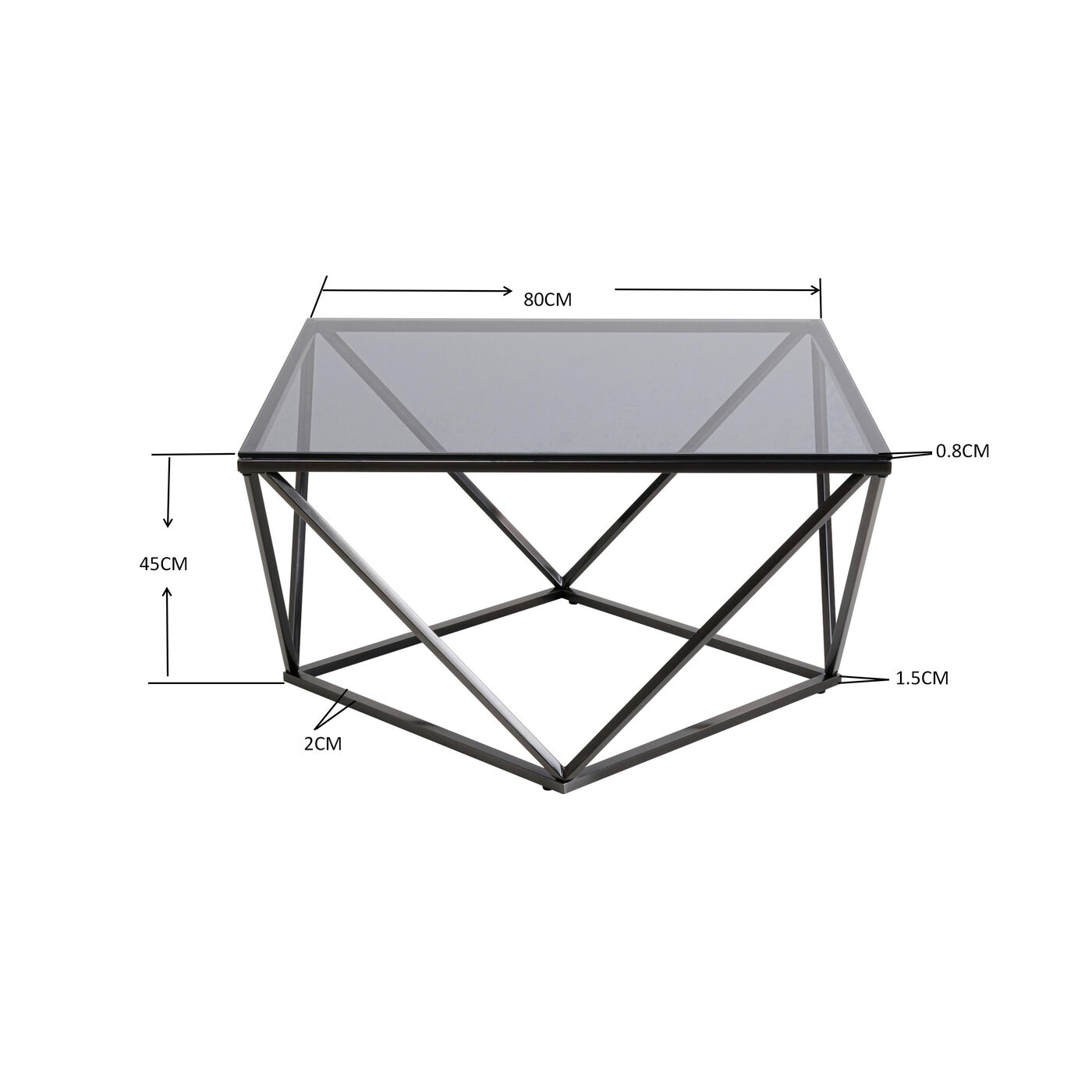 Стол кофейный Cristallo Graphite 80x80cm KARE 70107