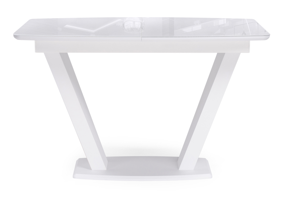 Стол стеклянный Woodville Петир 120(160)х80х75 ультра белый / белый / камень белый 517335