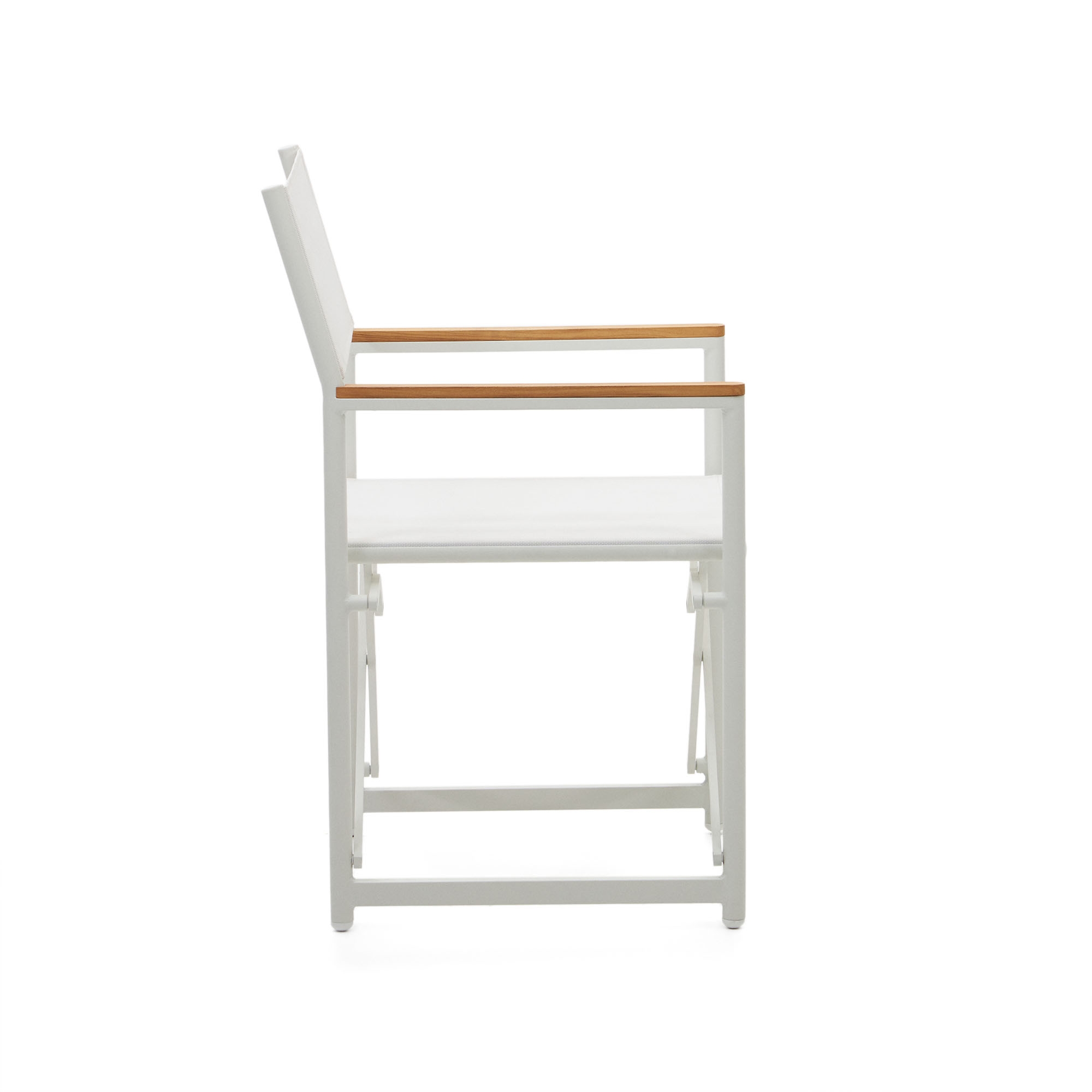 Llado Складной стул из белого алюминия с подлокотниками из массива тика La Forma (ex Julia Grup)