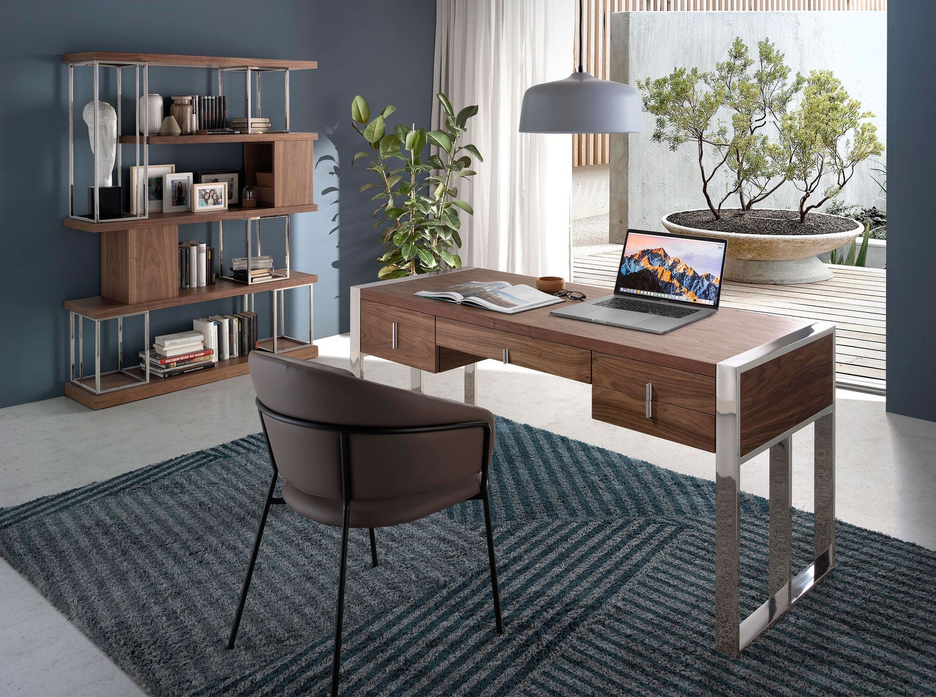 Письменный стол MQ2003 /3135 орех и хромированная сталь Angel Cerda