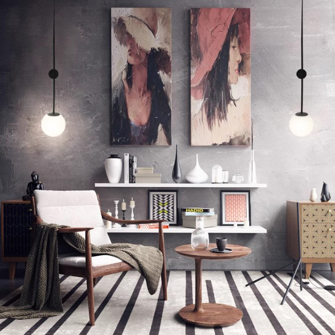 Настенный светильник LINES Ball 72 Black by ImperiumLoft