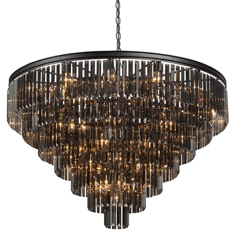 Большая Многоярусная люстра ODEON Smok Glass 7-TIER Стекло Смок диаметр 118 см by ImperiumLoft