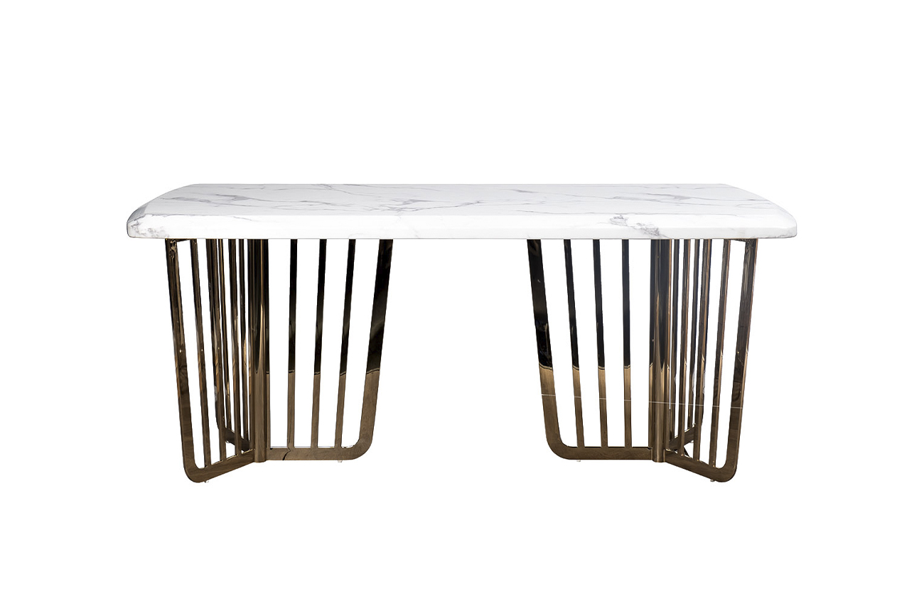 Стол обеденный Pearl White прямоугольный белый/золото Garda Decor 33FS-1800-STOL/OB-BEL