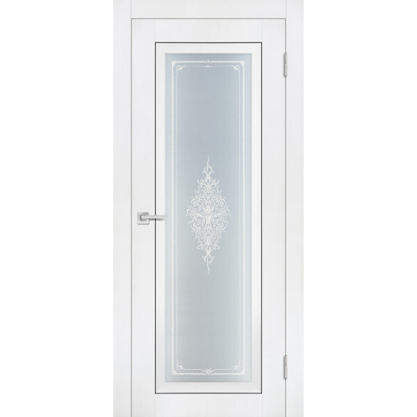 Межкомнатная дверь Graf PST-25 Сатинат закаленное Кристалайз белый бархат (2000 х 900)