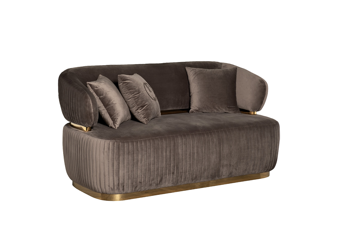 Диван Glarus двухместный велюровый коричневый Garda Decor 102AN-DIV-1302-KOR