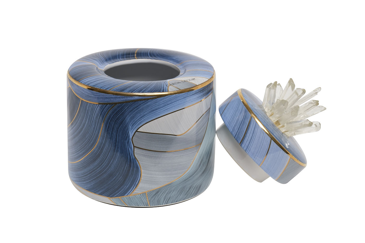 Ваза керамическая с крышкой голубая с золотом Garda Decor 55RD4536S