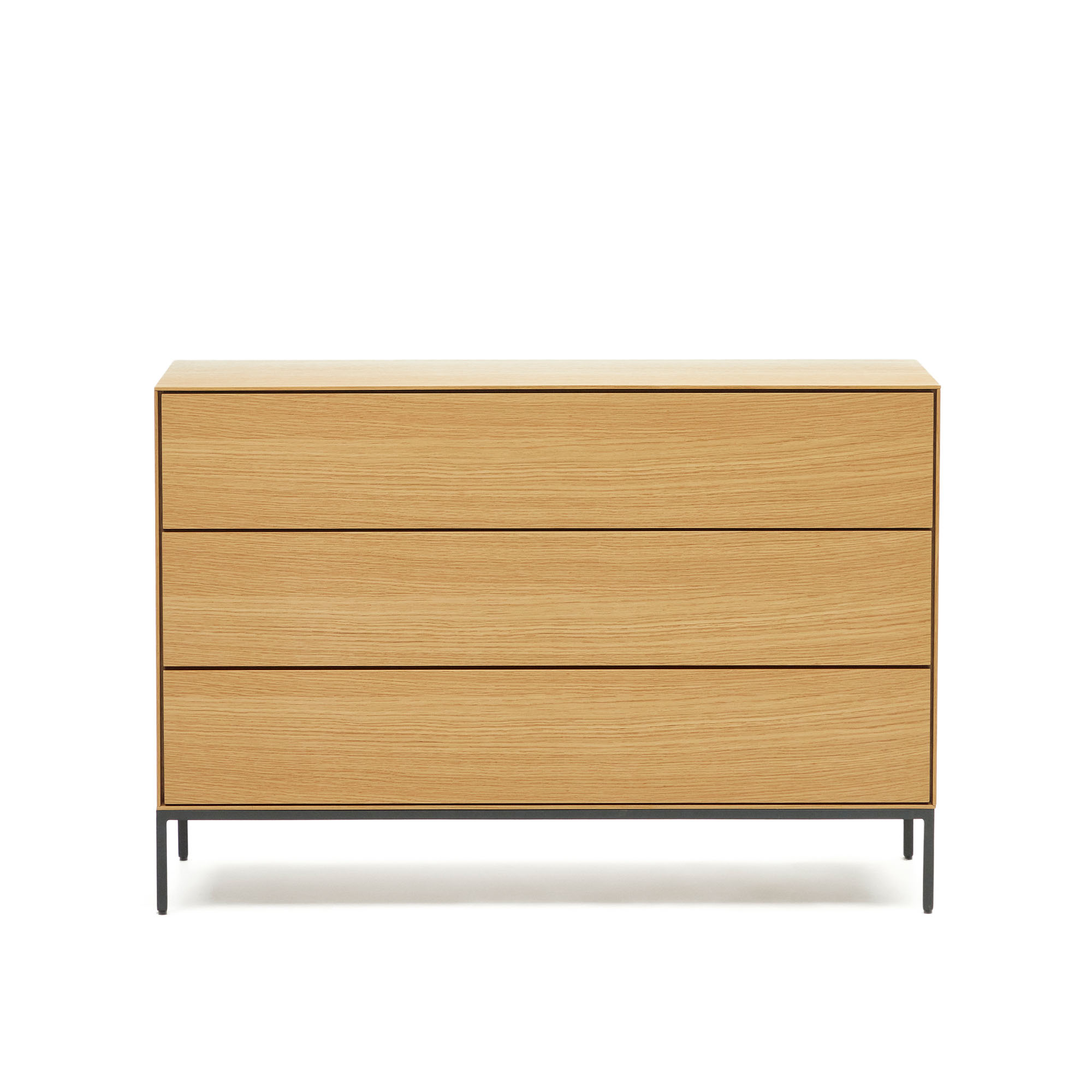 Vedrana Комод с 3 ящиками из дубового шпона со стальными ножками 110 x 75 см La Forma (ex Julia Grup)