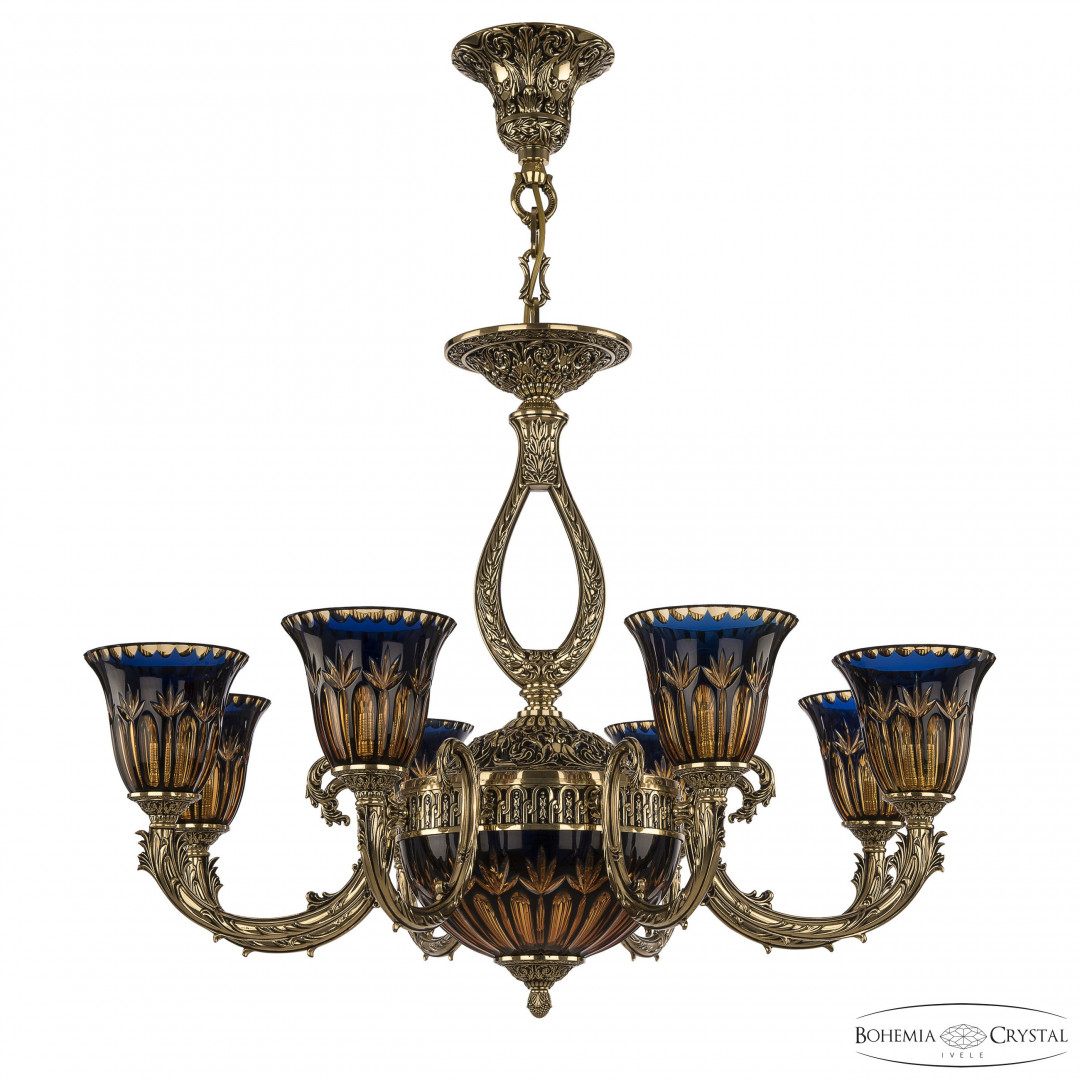Люстра бронзовая 71309P/8/210 GB P2 U Amber-Blue/H-1I Bohemia Ivele Crystal
