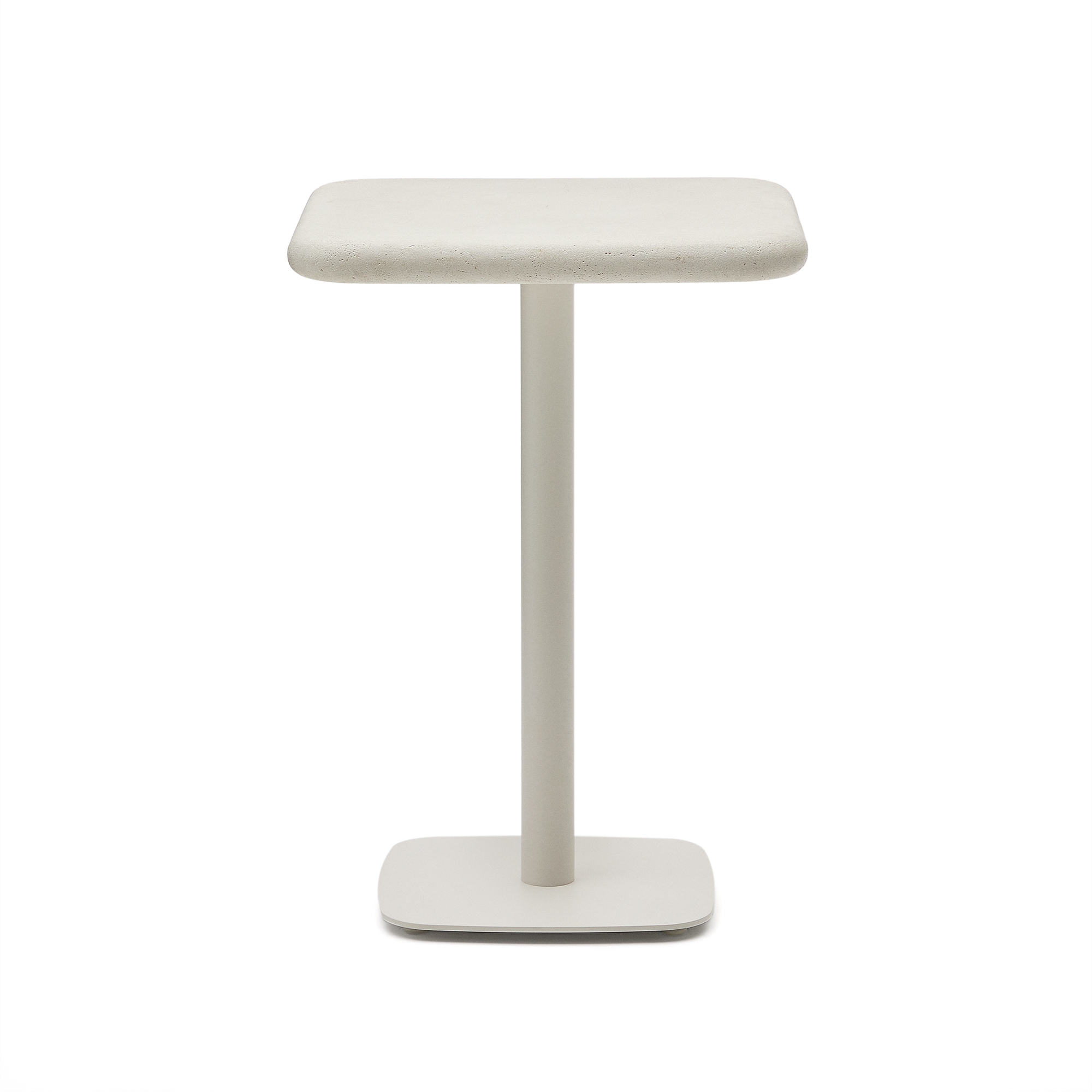 Уличный стол Dina высокий белый из цемента и стали со столешницей 70х70 см La Forma 263215