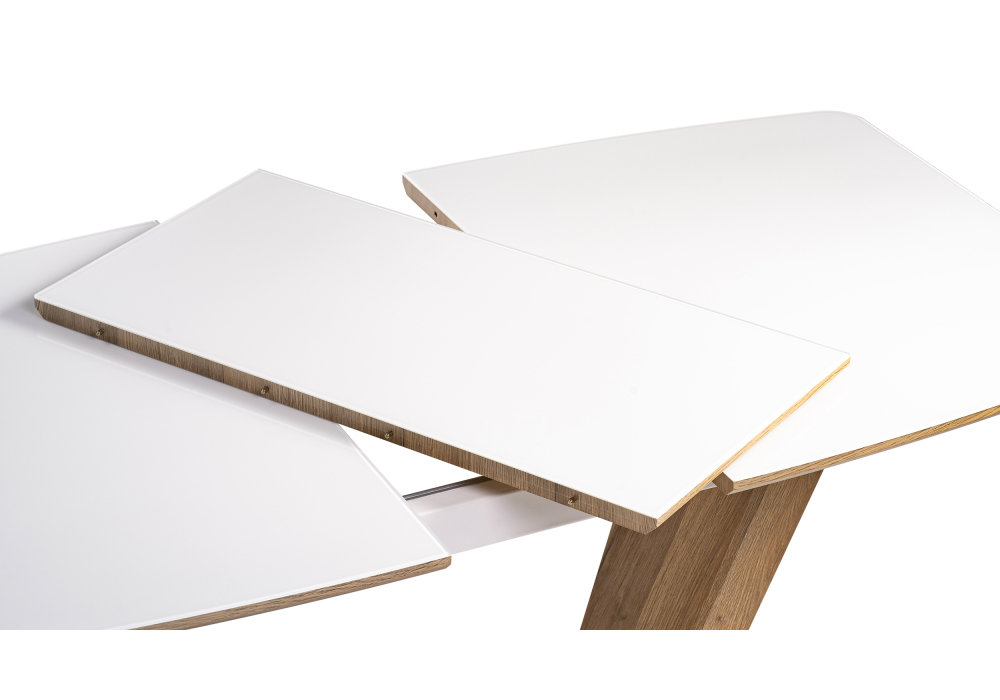 Стол стеклянный Woodville Питер 120(160)х80х75 ультра белый / дуб вотан 511237