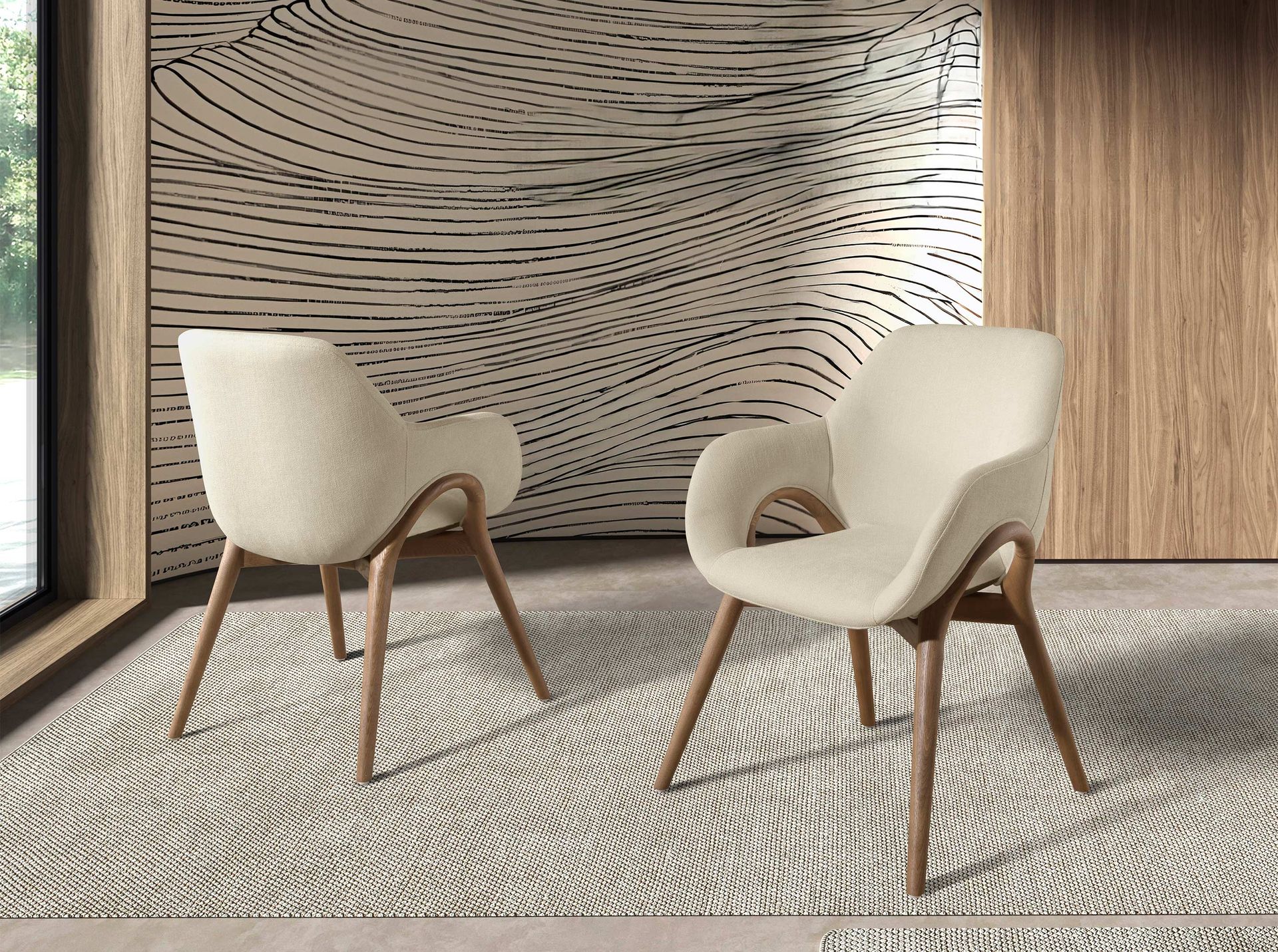 Кресло 4197 бежевое тканевое Angel Cerda