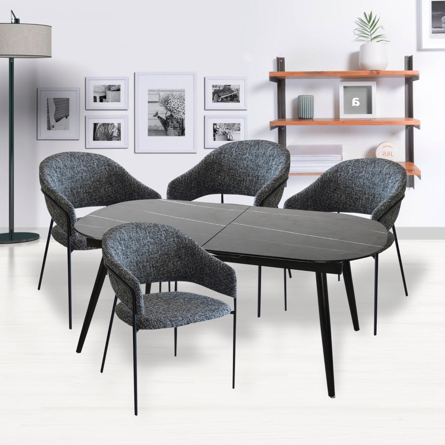 Стол Marble овальный раздвижной 160/200 х 90х 78см, чёрный мрамор Bradex Home FR 0242