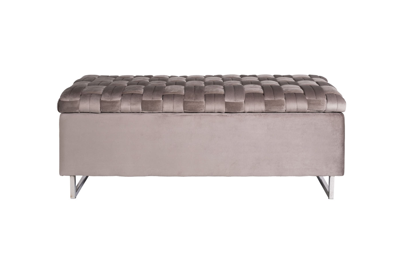 Банкетка с ящиком велюровая серо-бежевая Garda Decor N-BANK-195-S BEG