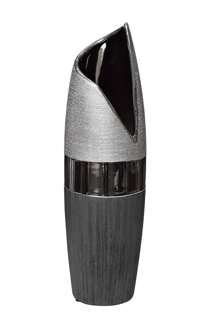 Ваза керамическая черно-серебристая Garda Decor 18H7717M-2