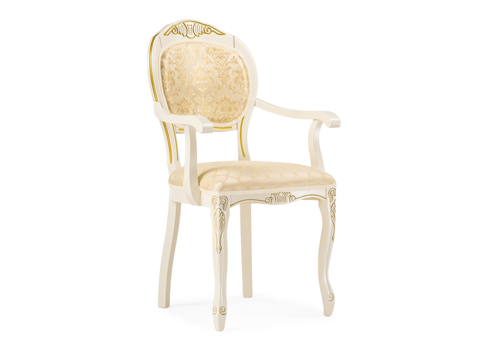Стул деревянный Woodville Лауро слоновая кость с золотой патиной / бежевый 371811