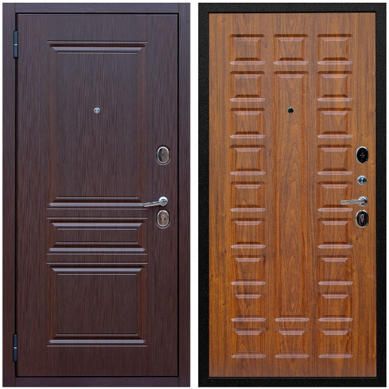 Дверь входная Graf Экстра МДФ 10 мм ФЛ-243 Лиственница шоколад / МДФ 16 мм ФЛ-183 Мореная береза