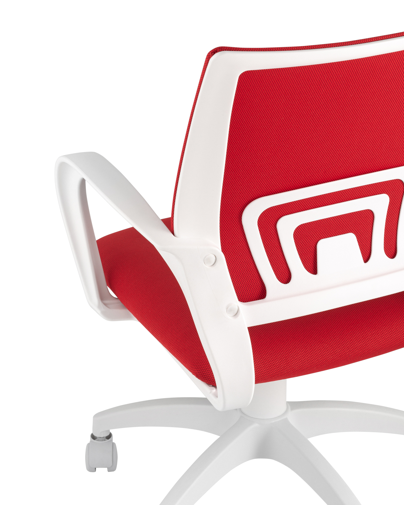 Кресло офисное Topchairs ST-BASIC-W спинка белая сетка сиденье красная ткань крестовина белый пластик Stool Group