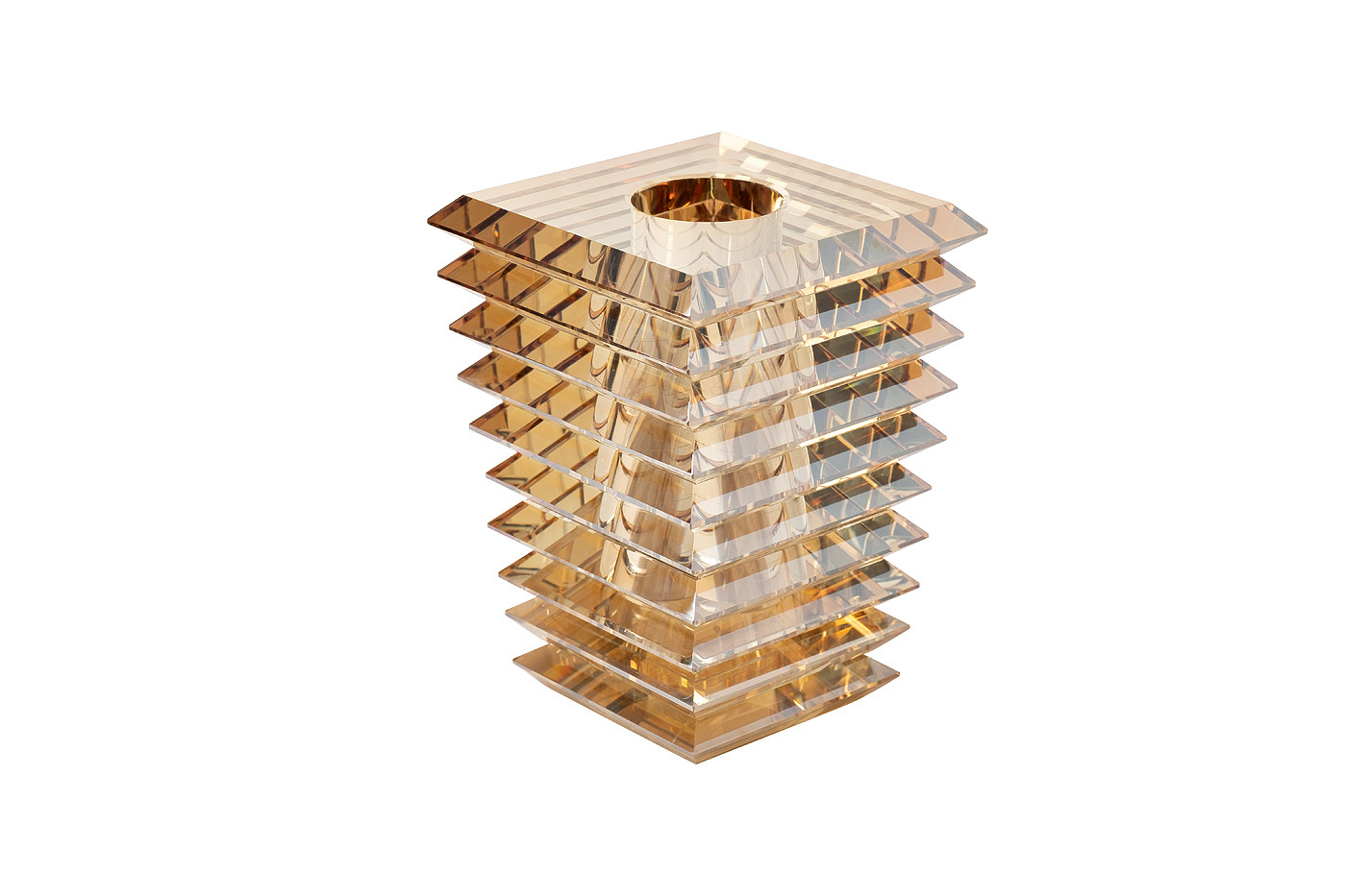 Ваза-подсвечник хрустальная янтарная Garda Decor XVB3461C