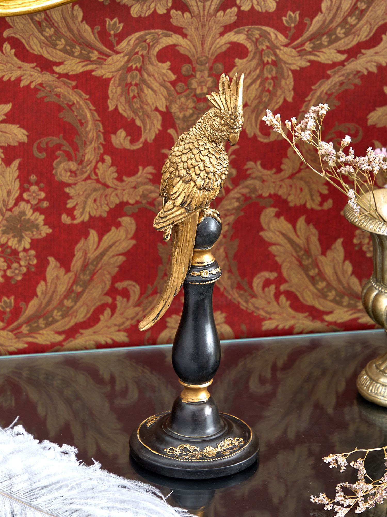 Фигурка Попугай золотой, под старину Glasar 28-249