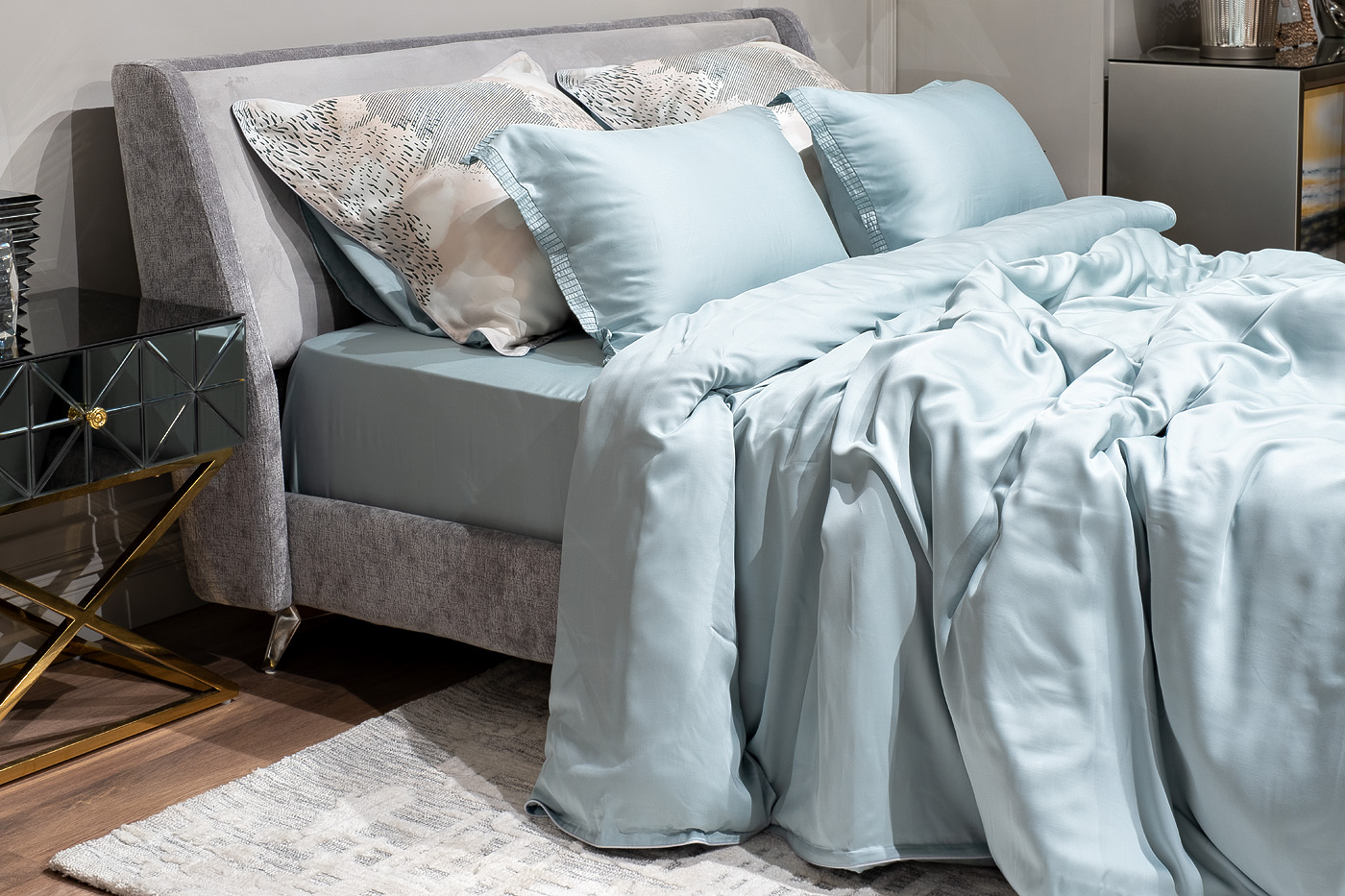 Пододеяльник тенсель 145х210см бирюзовый Garda Decor 144HF-70613