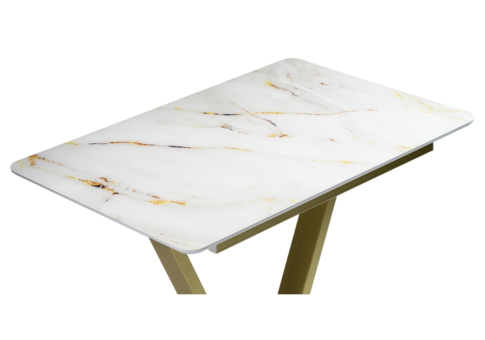 Стол стеклянный Woodville Бугун белый / золото 500006