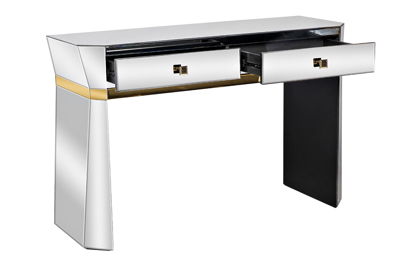 Консоль зеркальная с двумя ящиками и золотистой отделкой Garda Decor KFG125