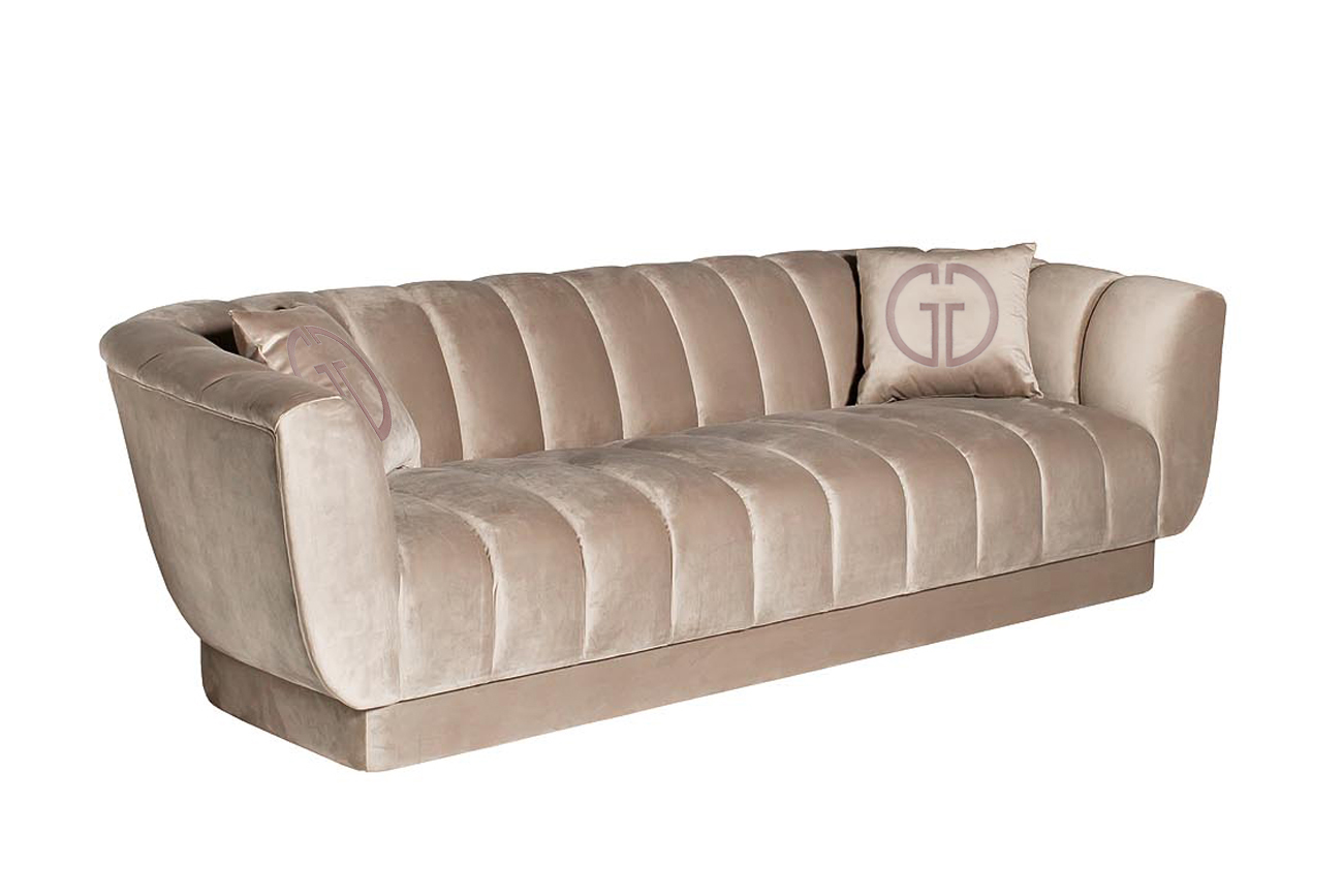 Диван трехместный велюровый серый Garda Decor ZW-81103 GRE