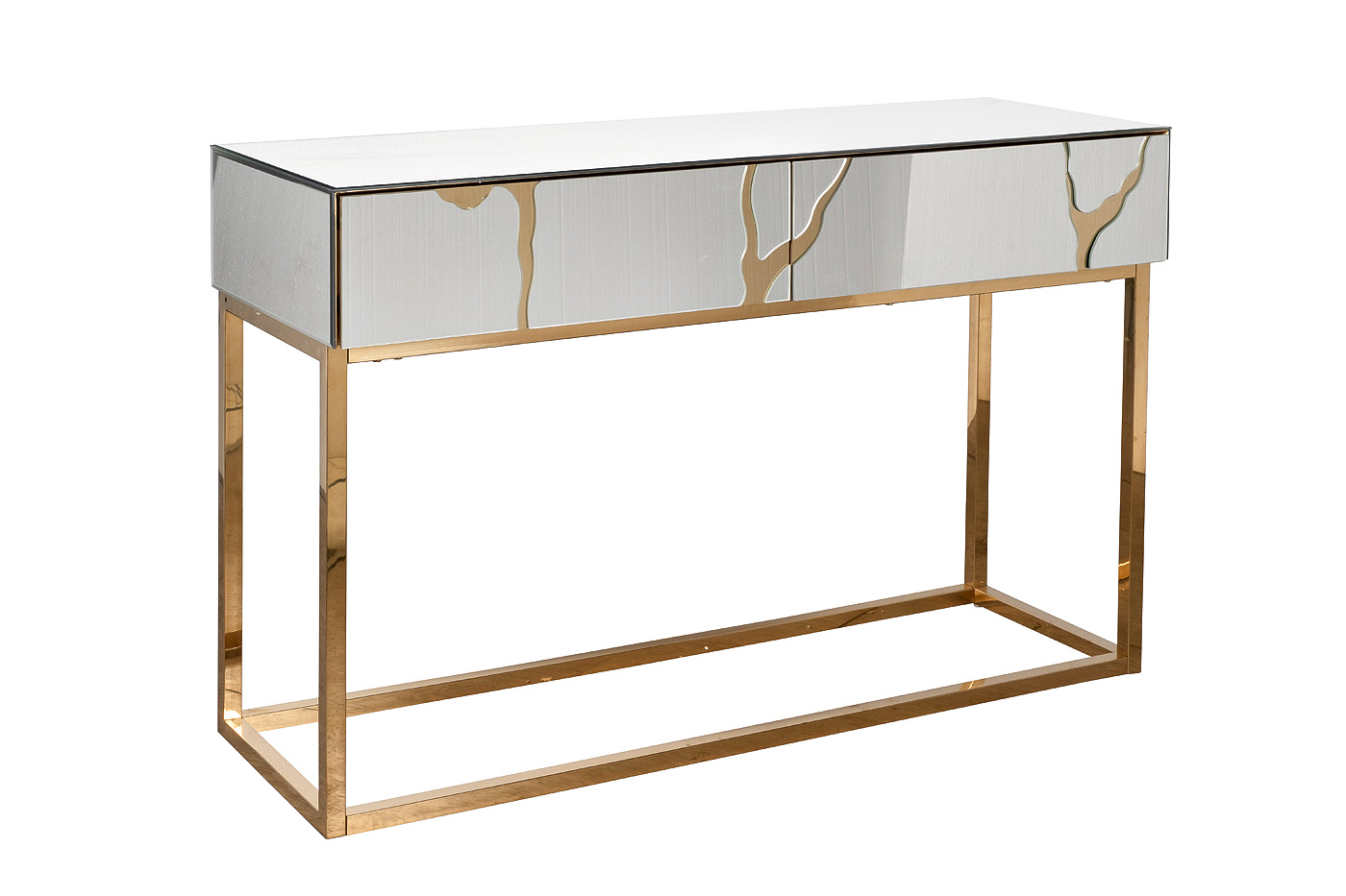 Консоль зеркальная с золотым декором Garda Decor KFG197
