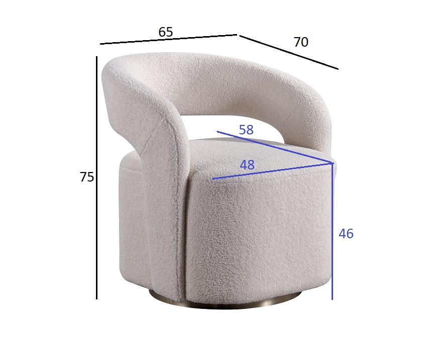 Кресло поворотное Teddy белое 65*70*75 Garda Decor 76AR-73960