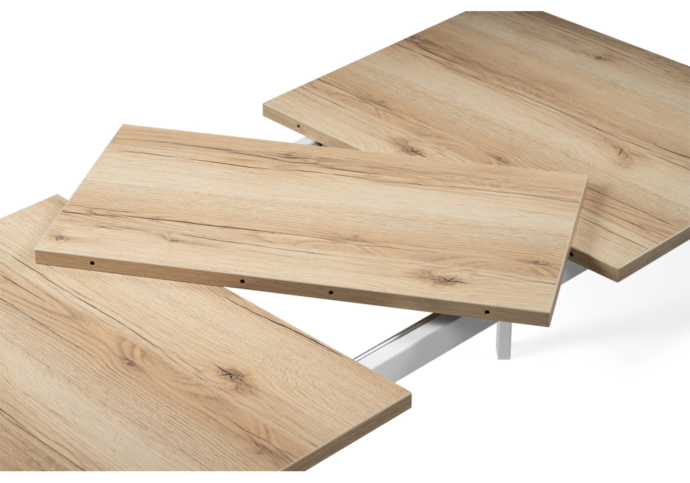 Стол деревянный Woodville Колон Лофт 120(160)х75х75 25 мм дуб делано светлый / матовый белый 489644