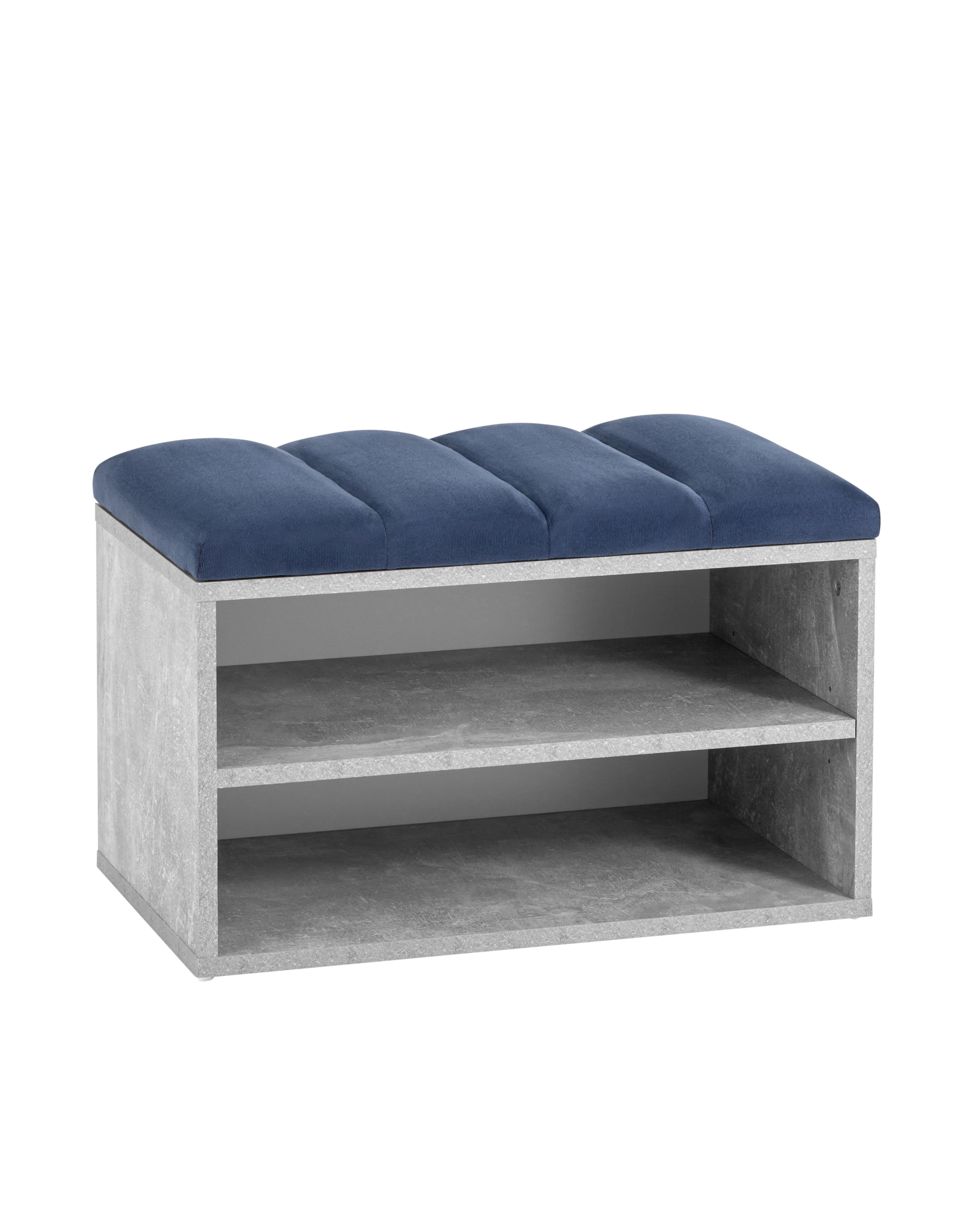 Обувница Хольст серая велюр синий Stool Group