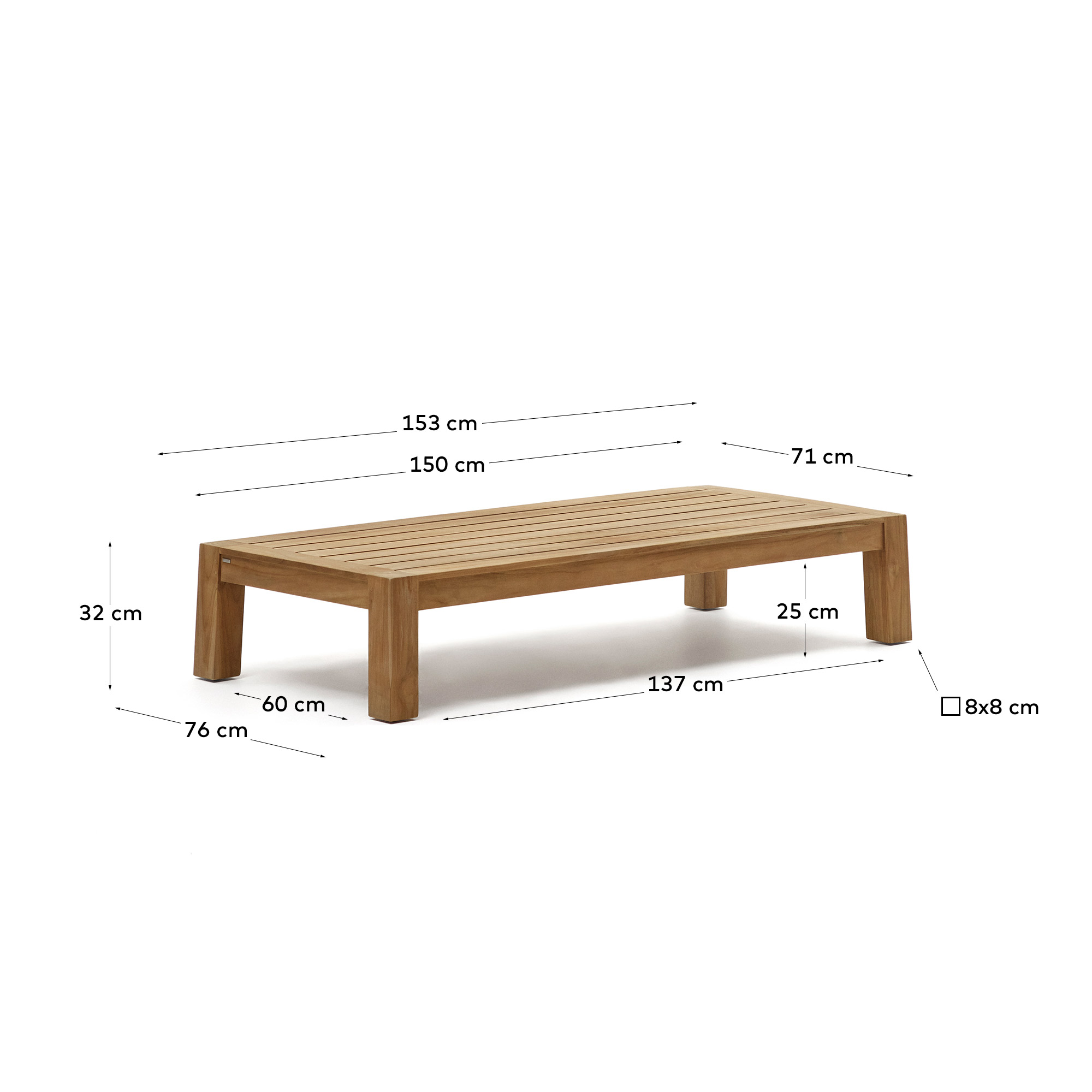 Forcanera Журнальный столик из массива тика 150 x 71 см La Forma (ex Julia Grup)