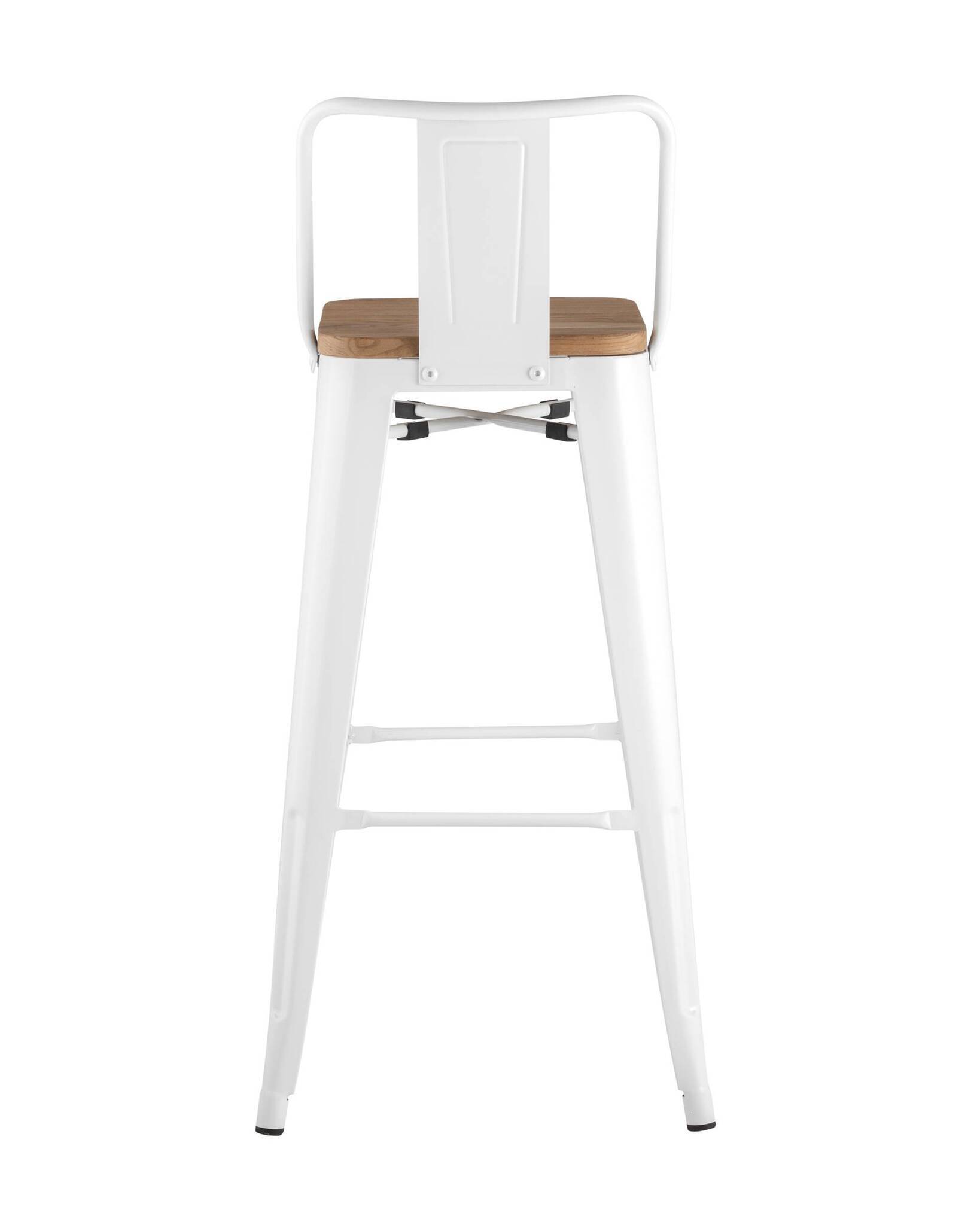 Стул барный TOLIX WOOD со спинкой белый глянцевый Stool Group