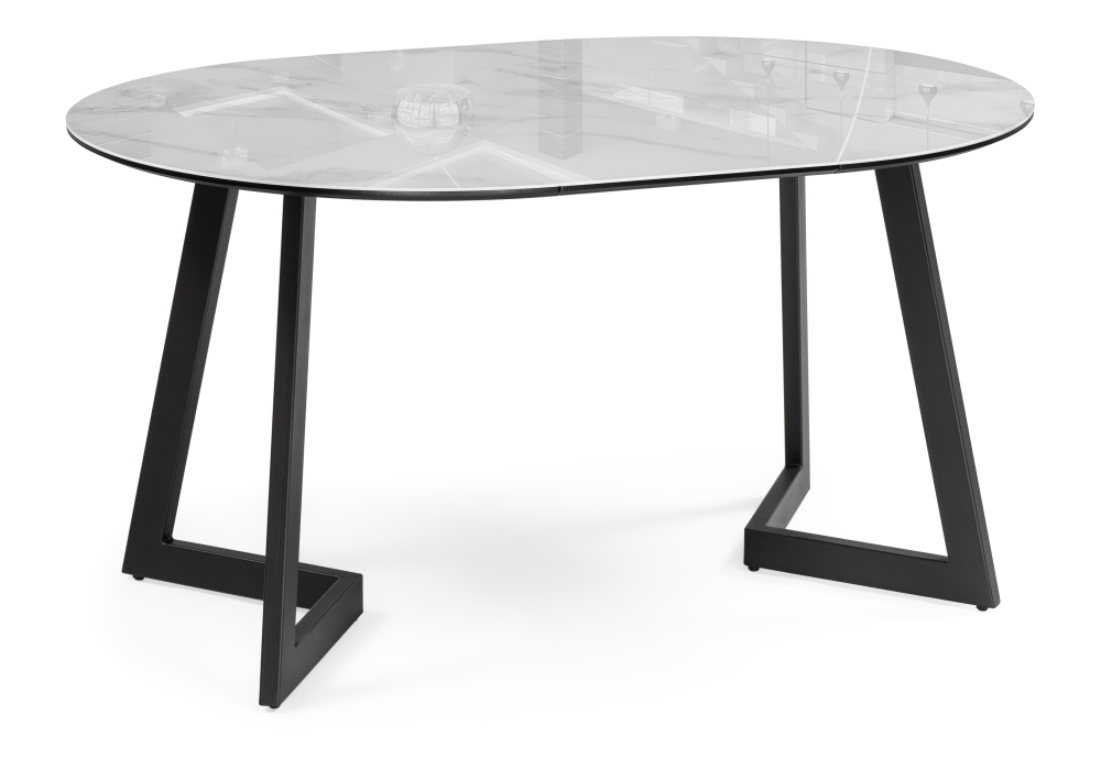 Стол Woodville Алингсос 100(140)х100х76 белый мрамор / черный 532387