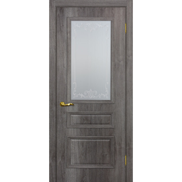 Межкомнатная дверь Graf Верона 2 Сатинат, контурный полимер бесцветный Дуб тофино (2000 х 900)