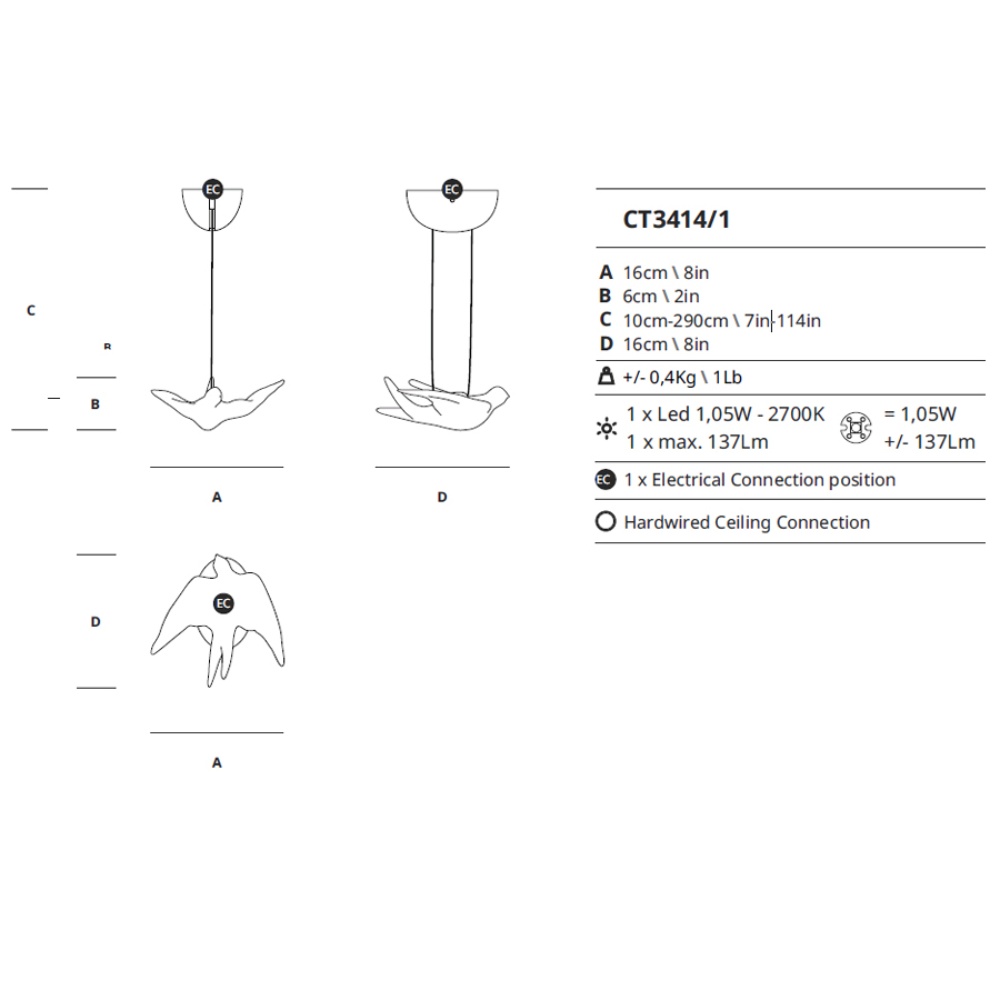 Подвесной светильник Serip Vao CT3414/1 FO/10