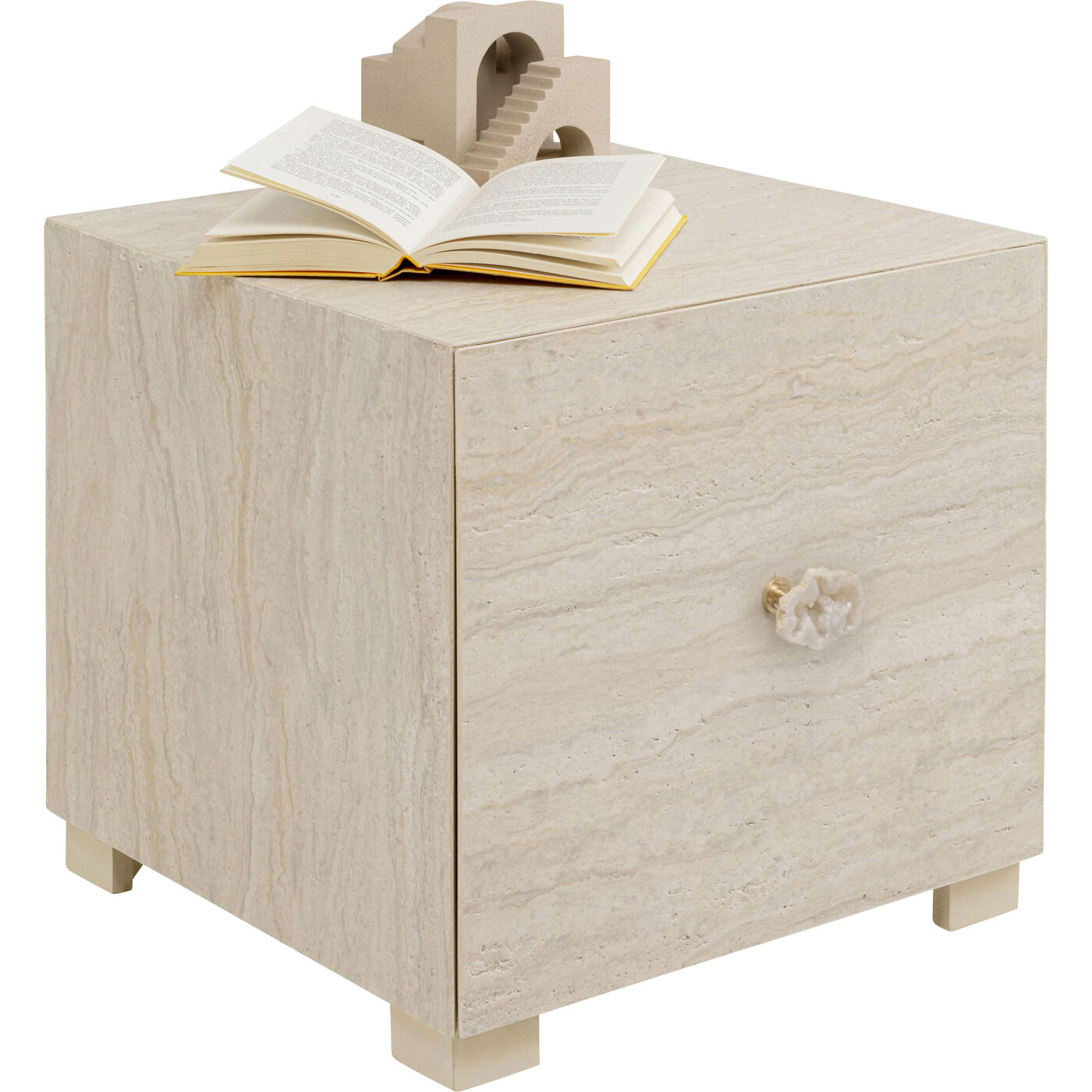 Стол приставной Travertino Drawer 45x45cm KARE 71052