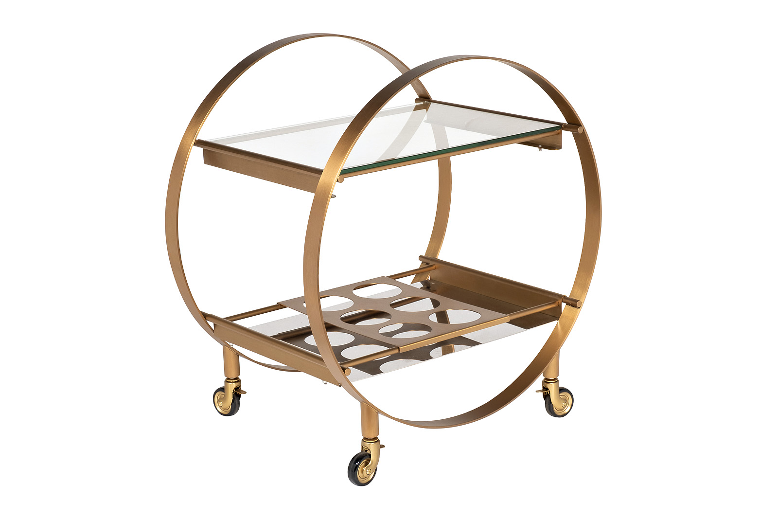 Стол-тележка сервировочн ст.прозр/латунь 70*48*76 Garda Decor 58DB-23085